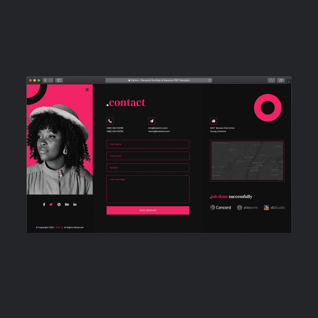 Fariha – Personal Portfolio & Resume PSD Template