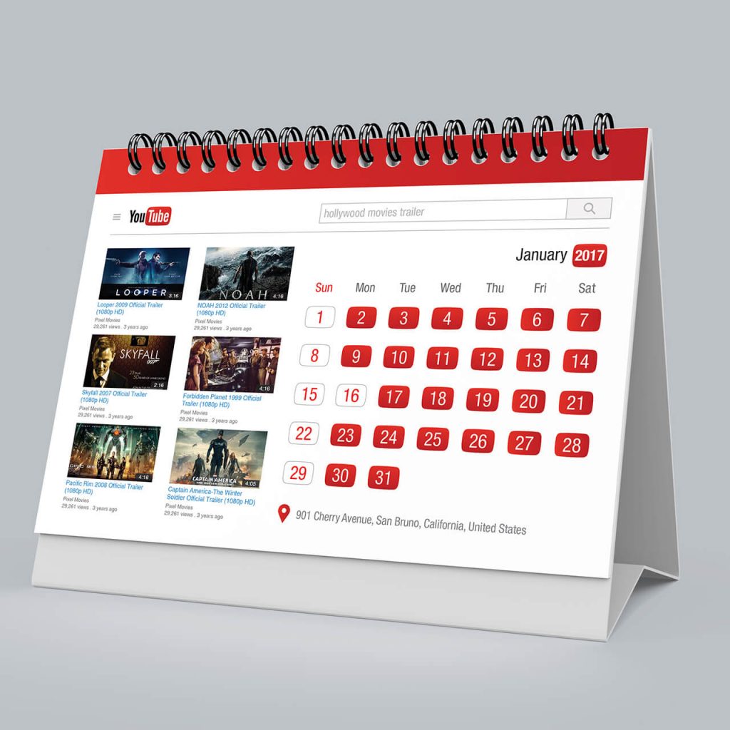 YouTube Version Desk Calendar